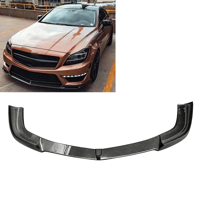 Hot Selling Glossy Real Carbon Fiber Body Kit Front Lip Splitter Chin Spoiler Mod Parts for CLS W218 2011-2014 Facelift
