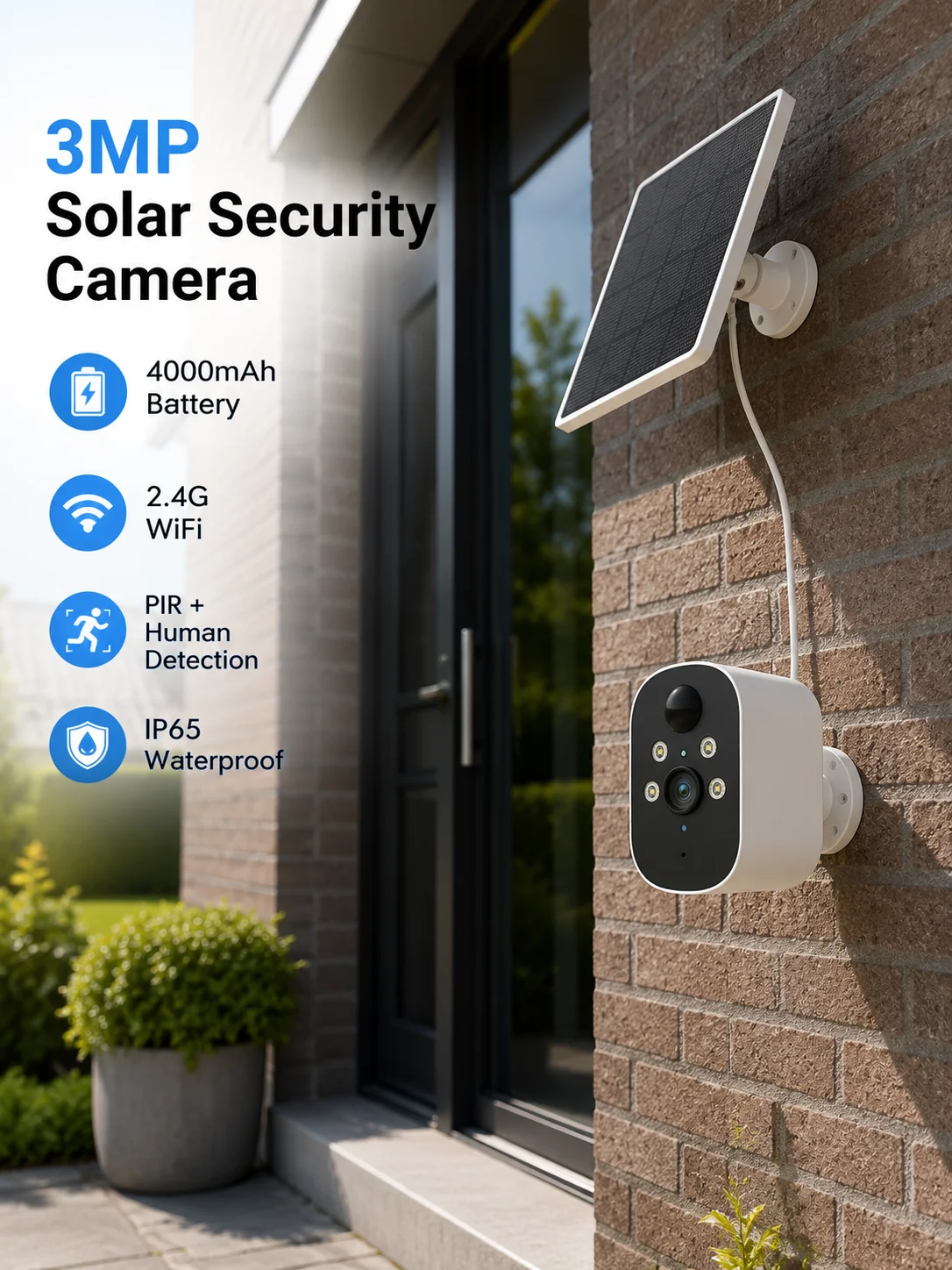camera-solaire-sans-fil-3mp-appairage-bluetooth-rapide-rechargeable-4000mah-detection-humaine-pir-audio-bidirectionnel-etanche-ip65