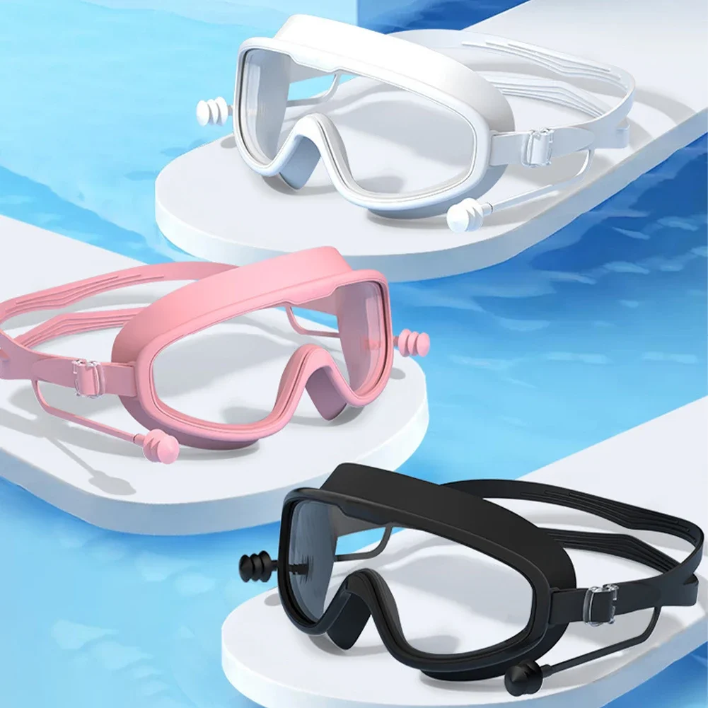 Adults and children Styles Large Frame HD Swimming Goggles Anti-Fog Diving Goggles With One-Piece Earplugs Swimming Equipment