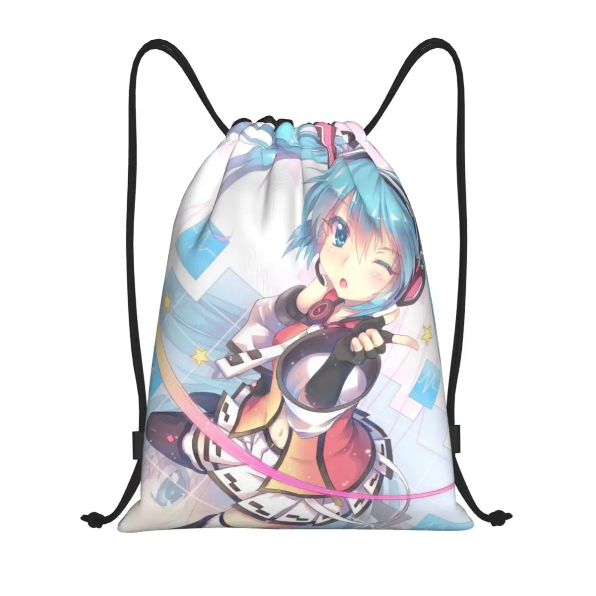 Hatsune Miku-bolsa deportiva portátil, bolso grueso con cordón, mochila para montar en el gimnasio, zapatos, ropa