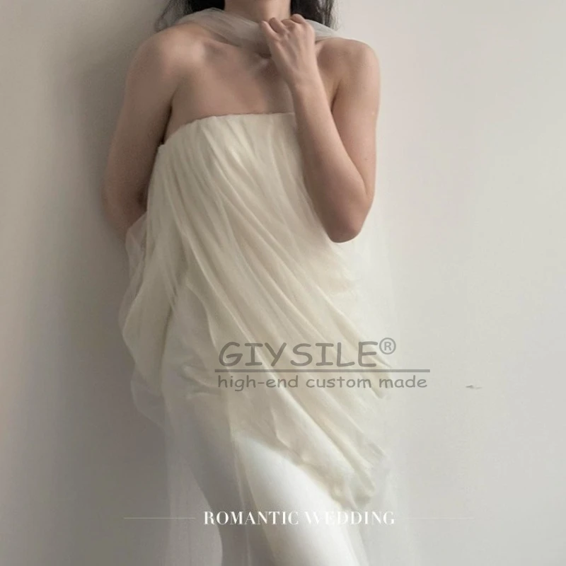GIYSILE Customized French Light Wedding Dresses  Luxury 2025 New Simple Satin Strapless Evening Dress Bride Gown robe de mariage