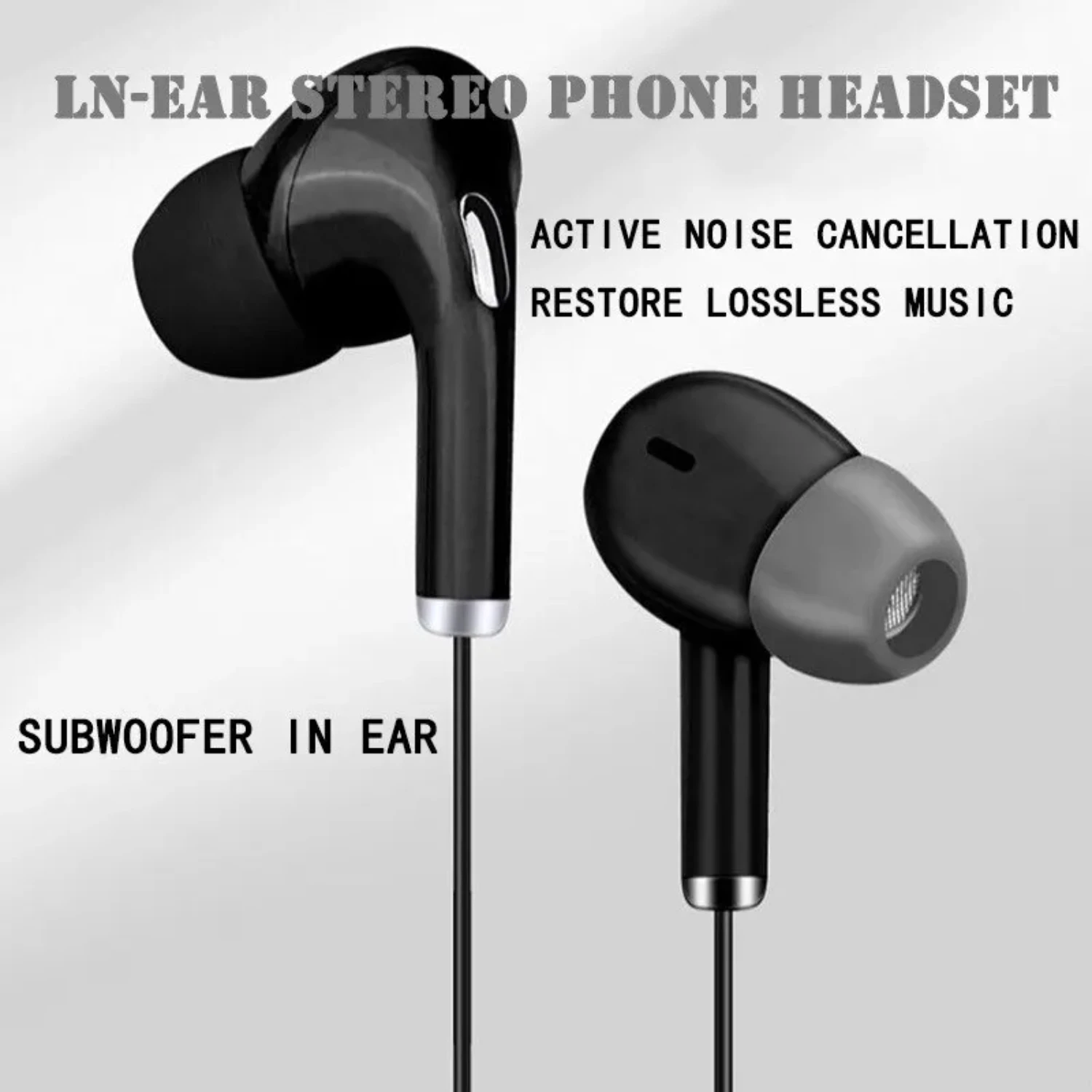 Wired Headset With Microphone Black Macaron Inear Gaming Mobile Phone Computer Live Recording 3.5 Interface Headset