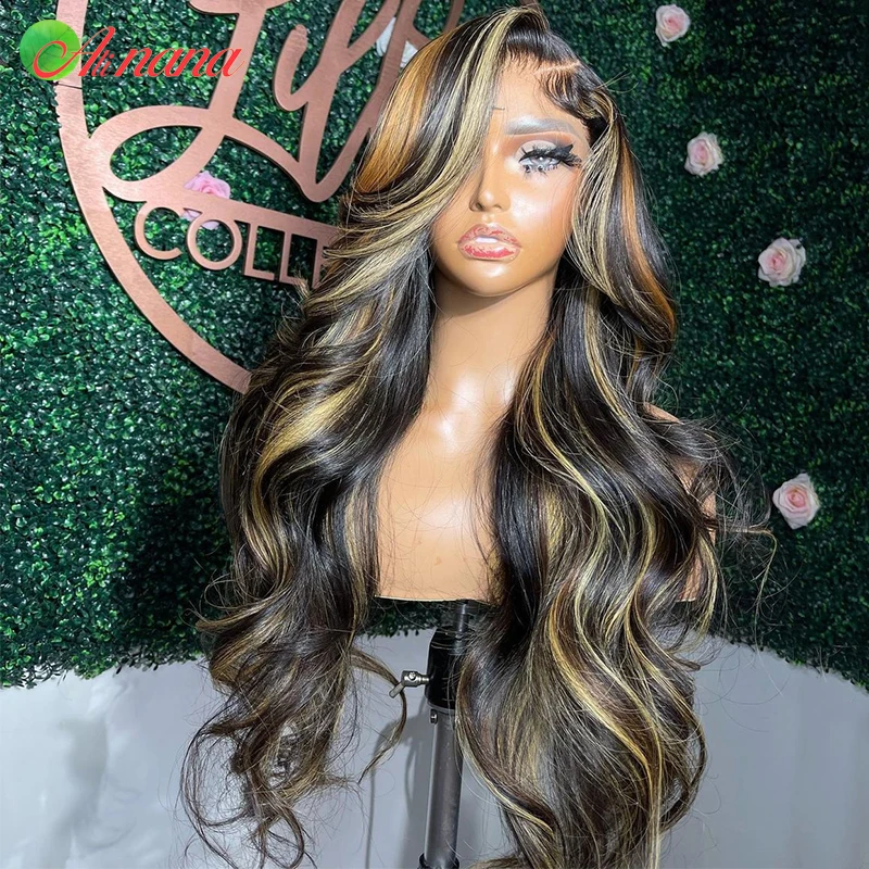 Ombre Honey Blonde Body Wave 13x6 Lace Frontal Wigs Pre-Plucked Highlight 613 Wigs Lace Closure Wigs Human Hair Wigs For Women