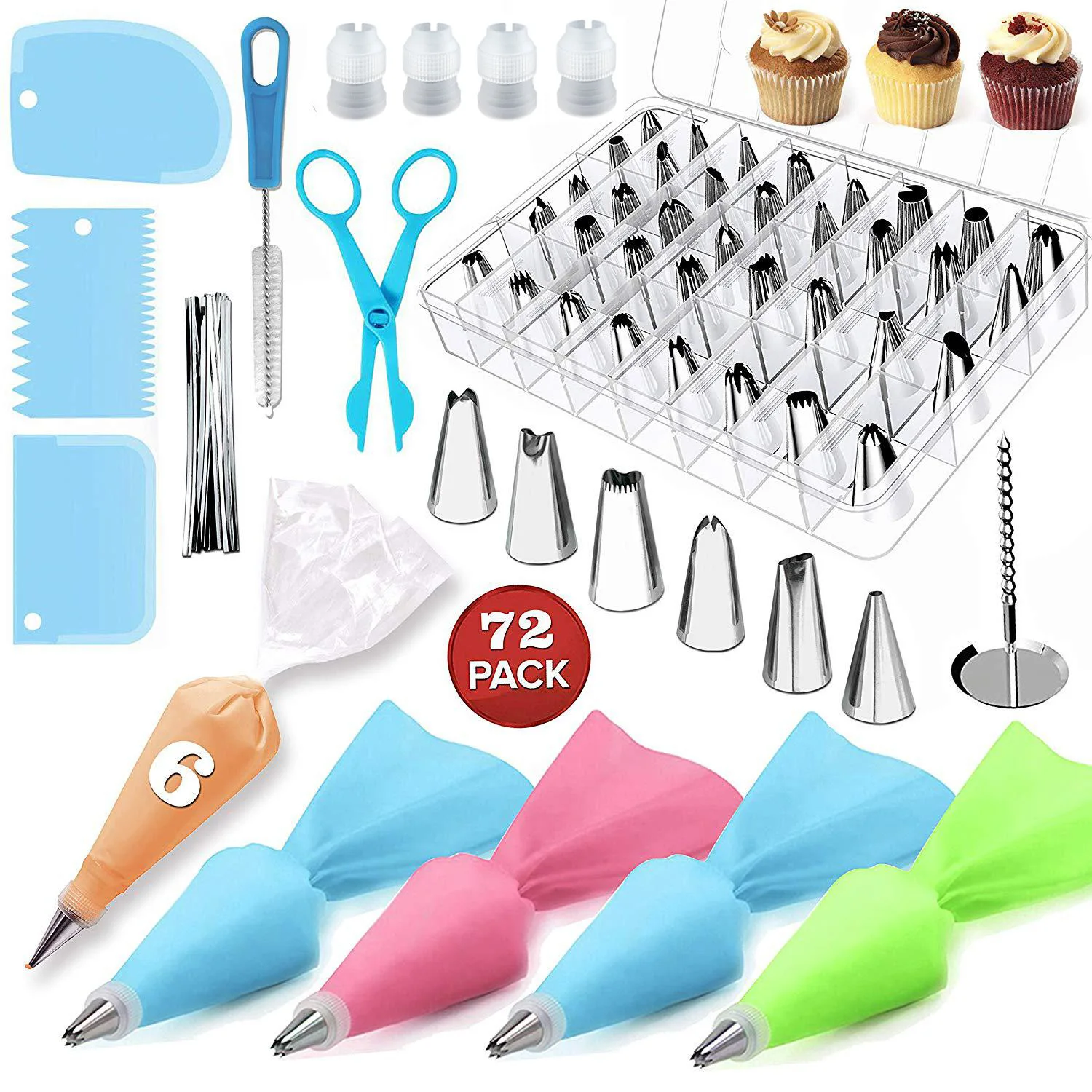 

72 Piece Cake Making Tool Set with Stainless Steel Mounting Nozzle