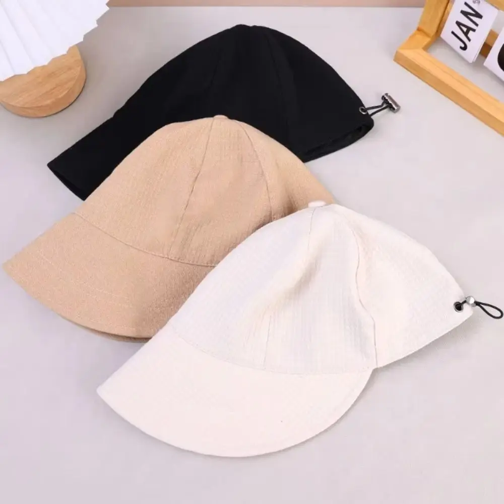 Breathable Solid Color Waffle Bucket Hat Wide Brim Sunscreen Fisherman Hat Sun Protection Visor Cap Canvas Basin Hat Travel