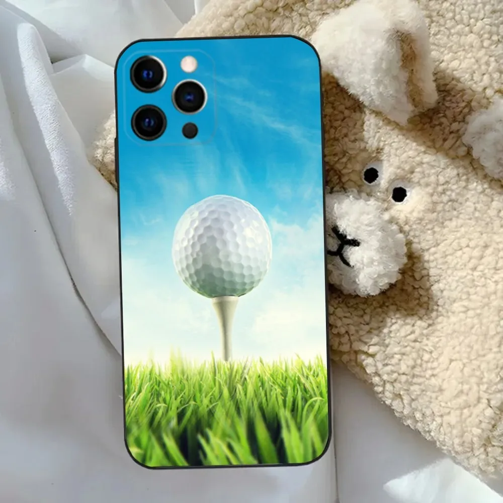 Sport Golf Ball Course Field  Phone Case For Apple iPhone 15,14,13,12,11,Pro,X,XS,Max,XR,Plus,Mini Soft Black Cover