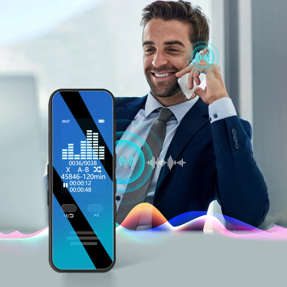 مسجل شريط تنشيط الصوت متوافق مع تقنية البلوتوث للحد من الضوضاء مشغل MP3 قلم تسجيل المكالمات الهاتفية لاجتماعات فئة الطلاب