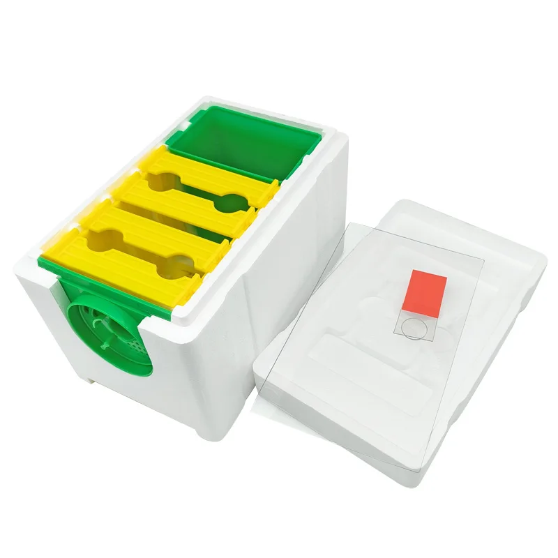 Caja de apareamiento para abejas reina de 4 cuadros - Núcleo de colmena de espuma y plástico duradero y fácil de usar para una cría eficiente, perfecto para la polinización en el jardín