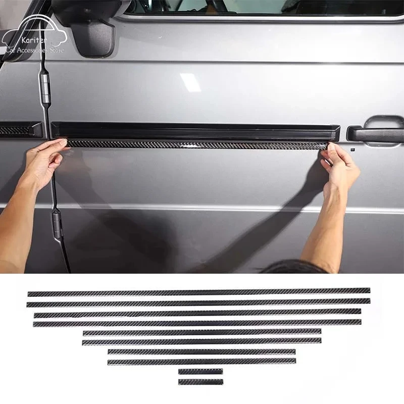 10PCS Soft Carbon Fiber Car Body Side Molding Trim Cover Sticker For Mercedes Benz G-Class W463 G500 2007-2018