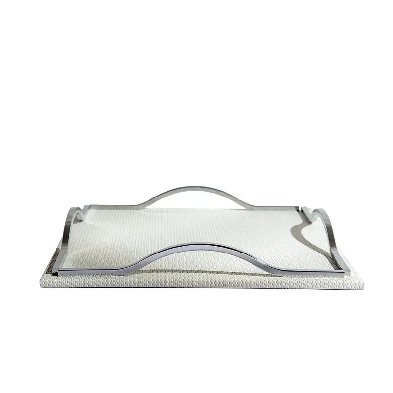 Modern Minimalist Metal Leather Tray  Rectangular Desktop Storage Organizer  Living Room Dining Room TV Cabinet Decor Ornament