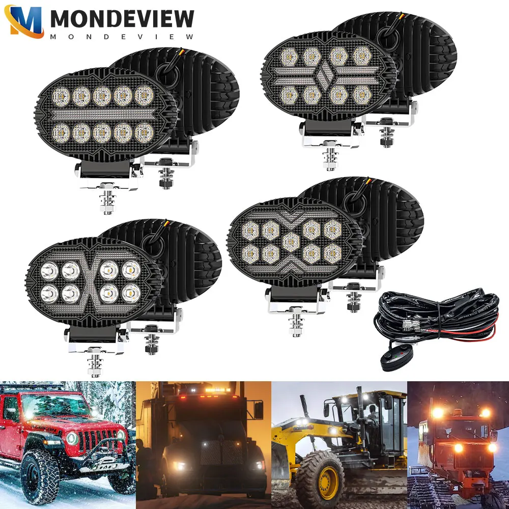 MONDEVIEW 5.5-inch LED daytime running light 6500K 400W 3000LM modified work light suitable for ATV SUV off-road vehicles