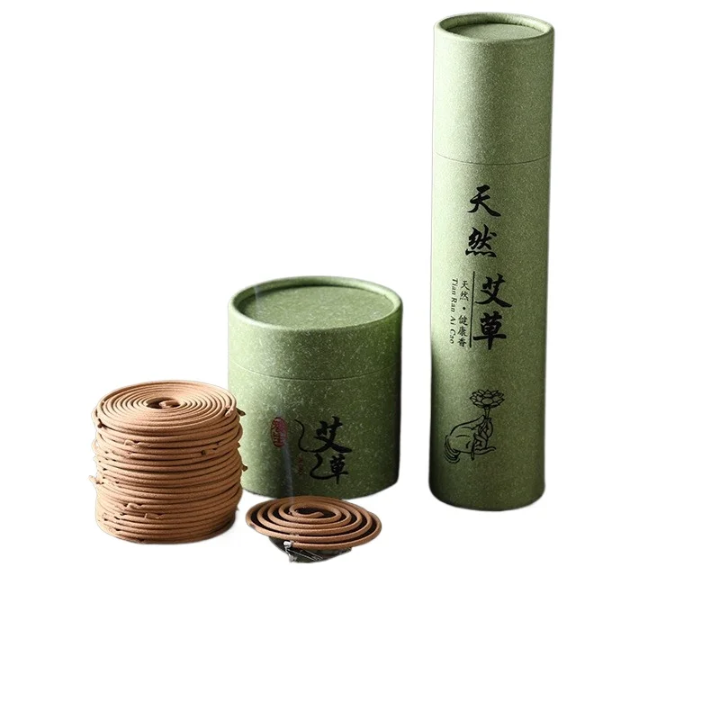 Natural Mugwort Incense Sticks Agarwood Coil Incense for Home Indoor Aromatherapy Deodorizing Buddhist Incense Burner