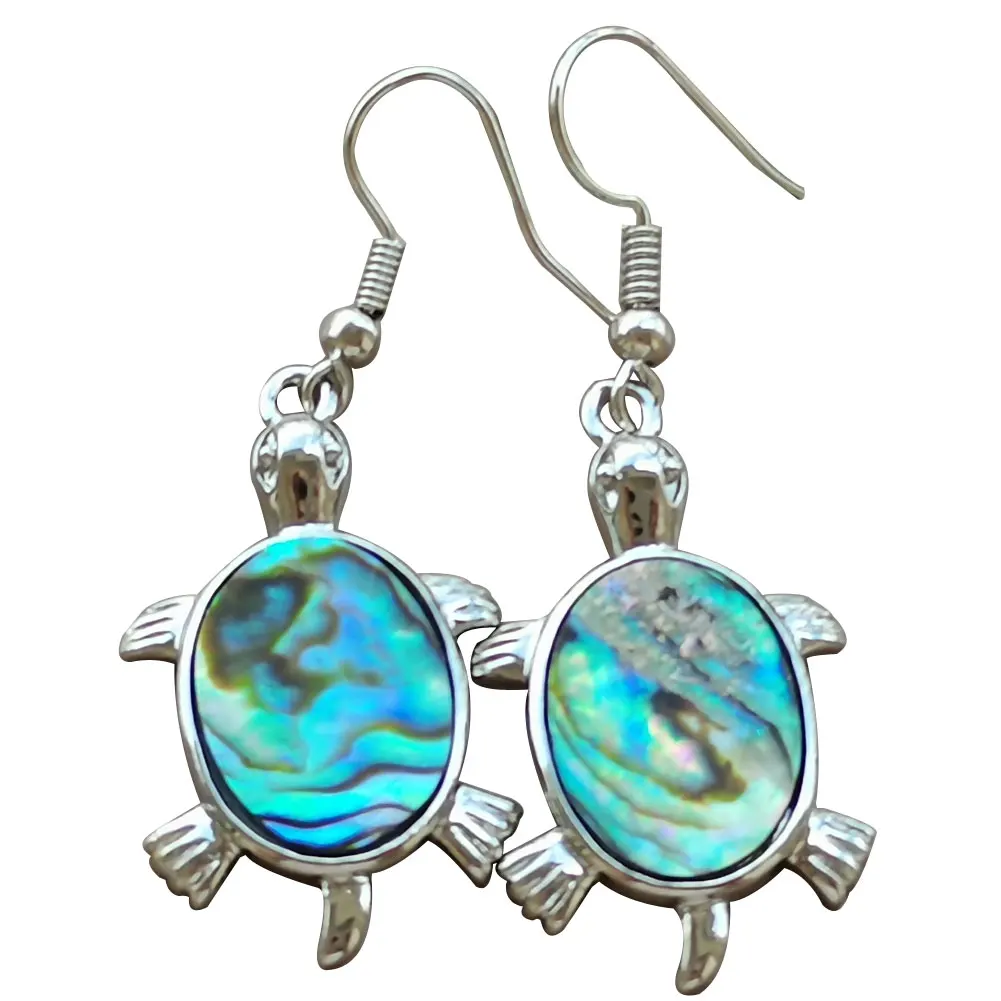 New Zealand Abalone Shell Oval Round Owl Turtle Oblong Art  Dangle Earring WB951