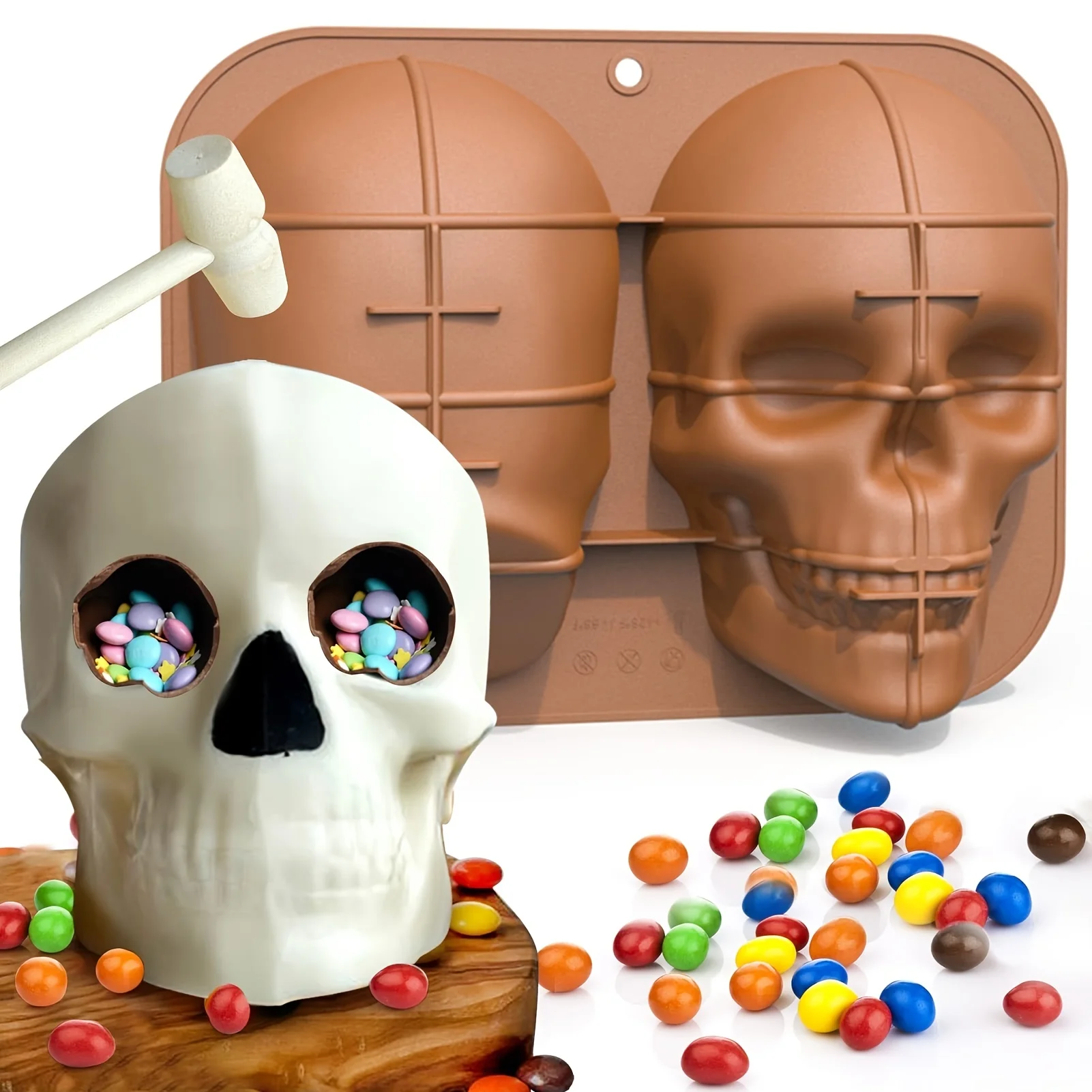 1pc Large Skull Cake Pan Haunted Skull Baking Cake Mold For Halloween And Birthday Party