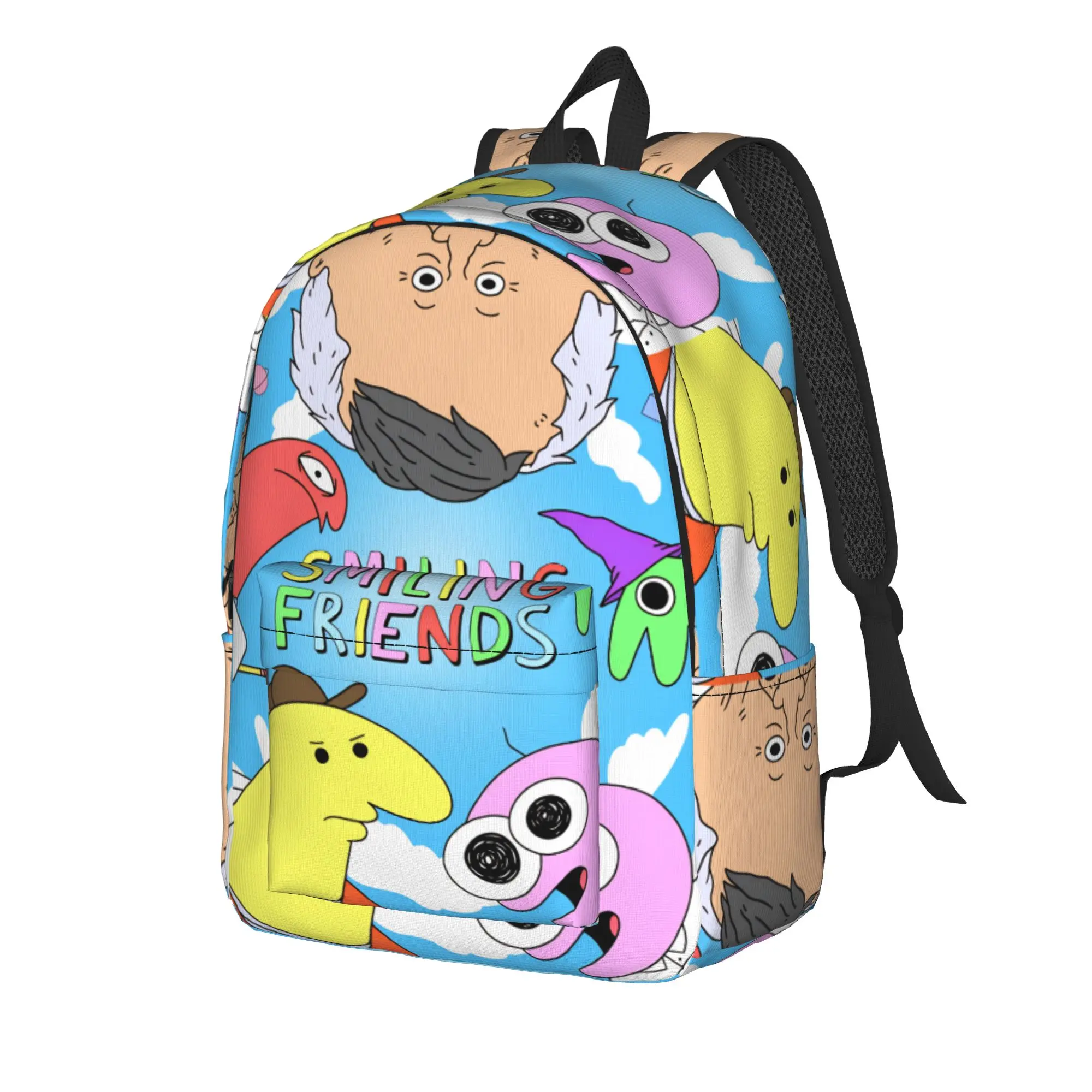 Smiling Friends Pim And Charlie Backpack Men  Soft Backpacks Polyester Novelty School Bags Sport Colorful Rucksack