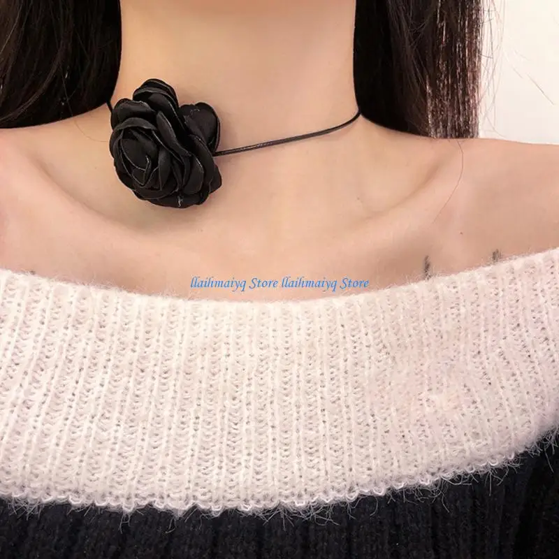573B Lace Choker Collar Sexy Neck Band-Necklace Flower Tie Cravat for Women Girls