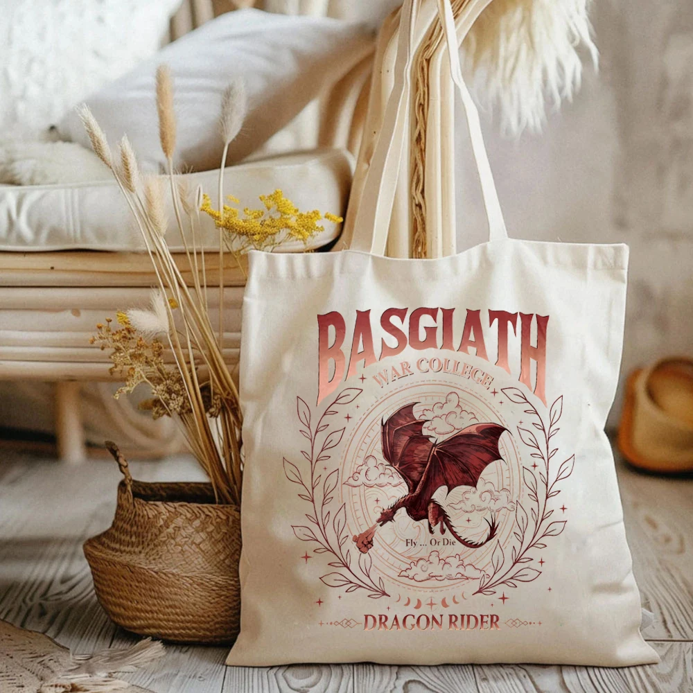 Bookish Fantasy Book quarta ala Tote Bags Riders Basgiath War College Ladies Shopping HandBags Vintage Dragon Rider Book Lovers