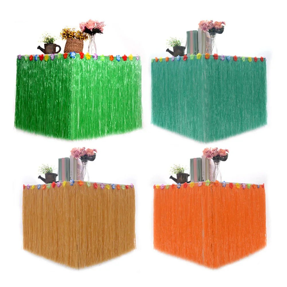 

Tropical Party Decorations Hibiscus Flower Garland Strawberry Cups Luau Grass Table Skirt Summer Beach Hawaiian Party Supplies