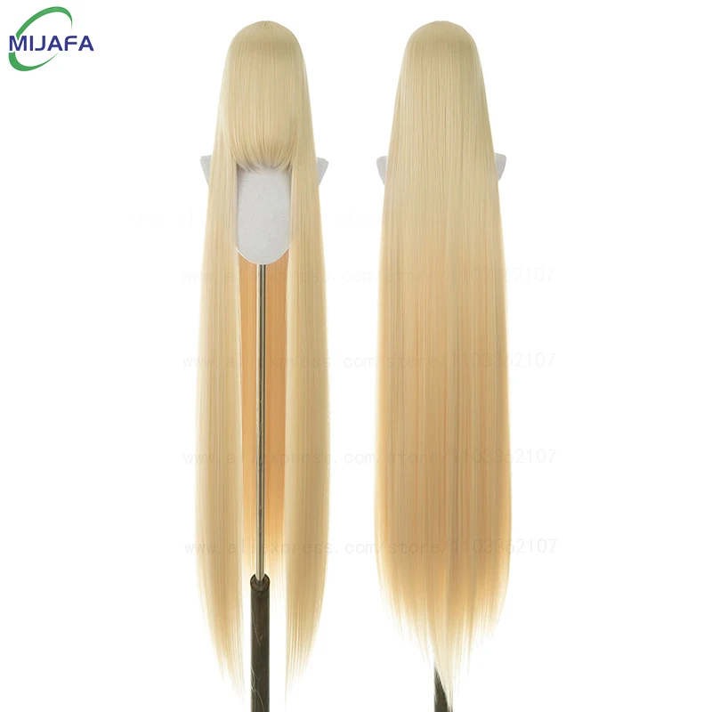 700 g hochwertige 59" 150 cm lange gerade Cosplay-Perücke mit Pony, blond, braun, rot, grün, blau, hitzebeständige Haarfarben, Anime-Perücken