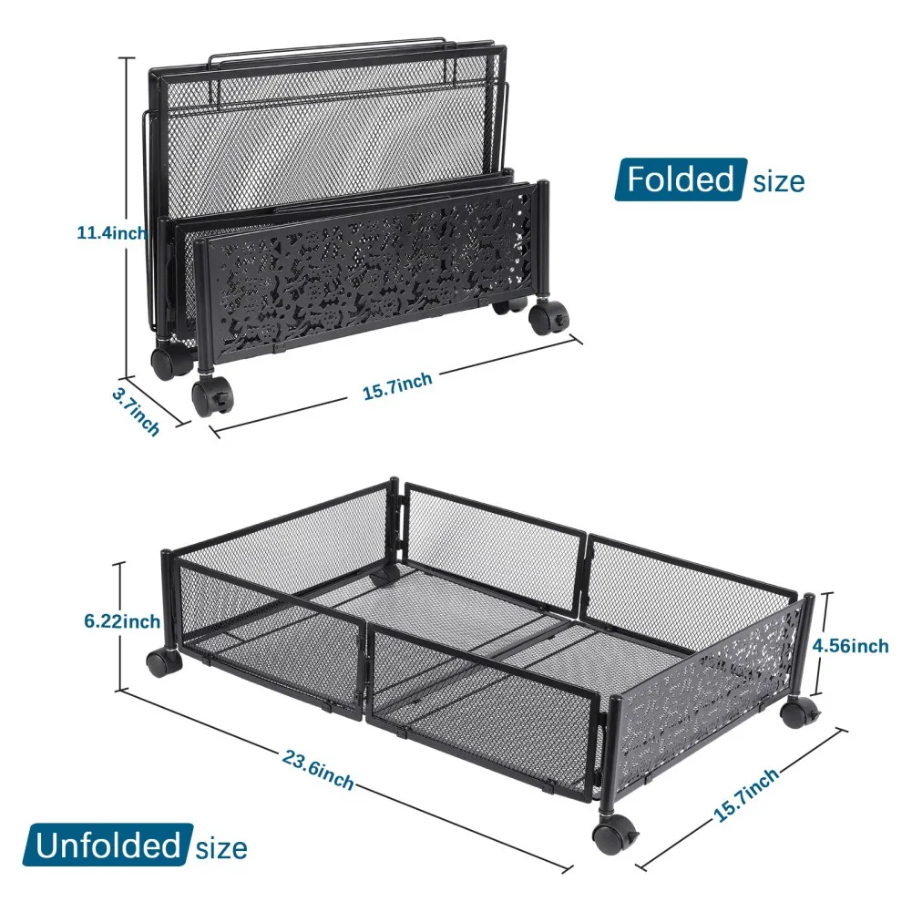 2pcs Under Bed Storage Containers Under Bed Shoe Storage Organizer with Wheels Foldable Bedroom Storage Organization Storage