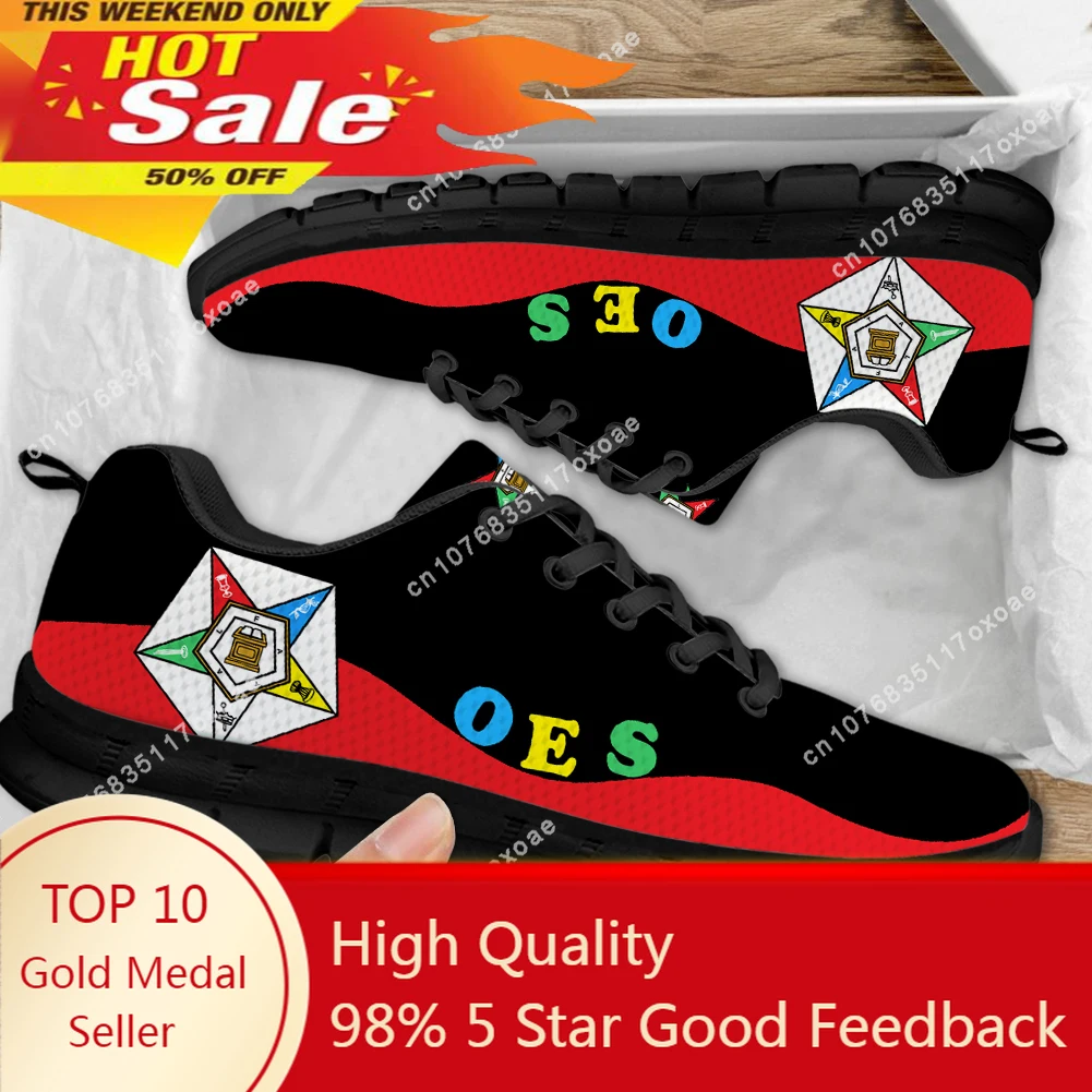 

Trendy Women's Casual Sneakers OES Style Order Of The Eastern Star Emblem Print Ladies Flat Shoes Outdoor Footwear