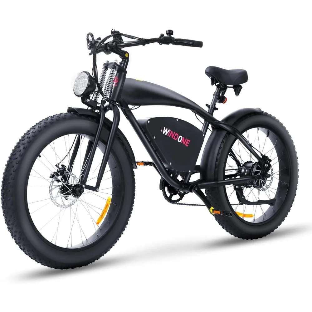 Electric Bike for Adults, Up to 60 Mile Range & 30 MPH Speed Ebike, 26'' x 4'' Fat Tire E Bike with Shimano 7 Speeds