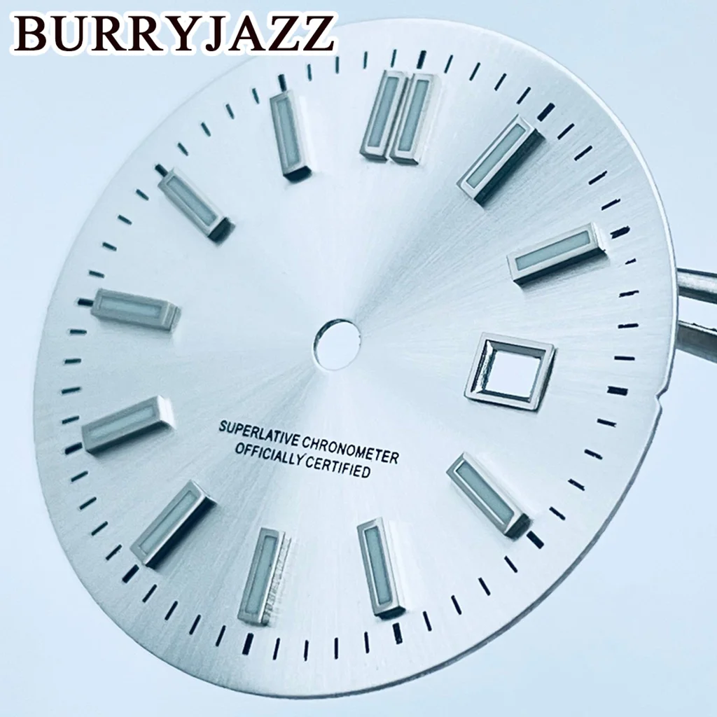 BURRYJAZZ 24,5 мм без логотипа NH05 Циферблаты для часов Серебристый Черный Золотой Синий Зеленый Розовый Красный C3 Зеленый Светящийся циферблат Подходит для корпуса NH05 NH06 Корона