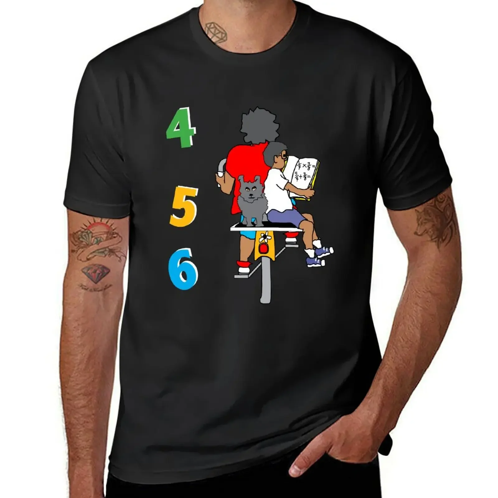 

BLACK MOM and BOY riding bike and studying math T-Shirt essential t shirt street wear plain t shirts men