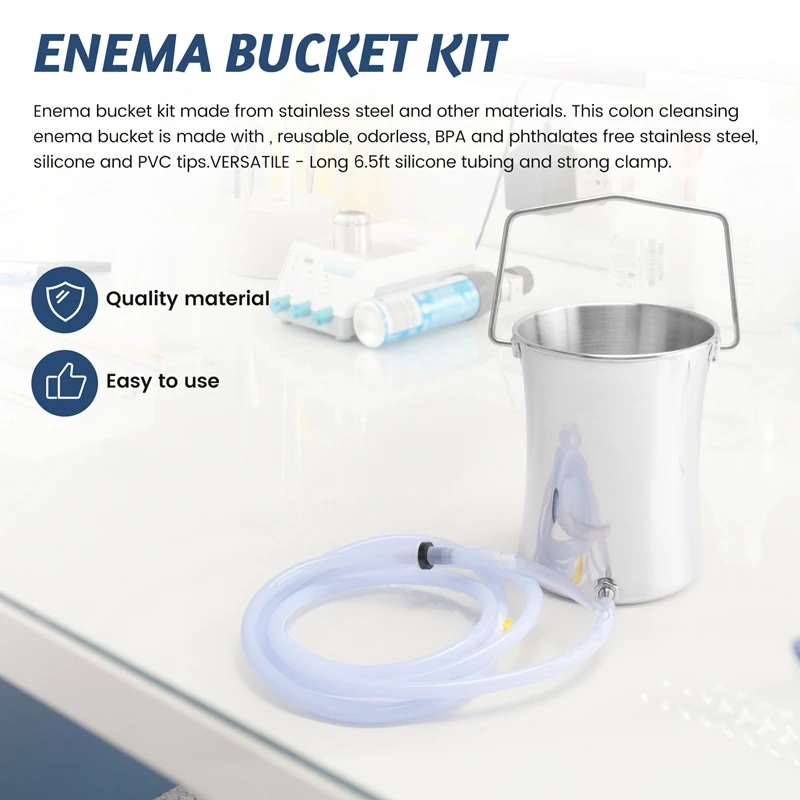 Enema kit 2L Health Stainless Steel Enema Bucket Suitable for Cleansing Reusable Constipation Cleaning