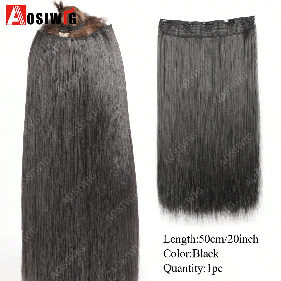 Synthetic Long Straight Clip In Hair Extensions