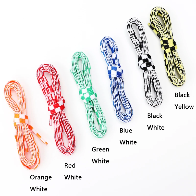 Checkered Grid Flat Shoelaces Fashion Shoelace Sneaker Shoe Laces Colors Shoestring Printing Ribbons Shoelaces Lacing 1pair