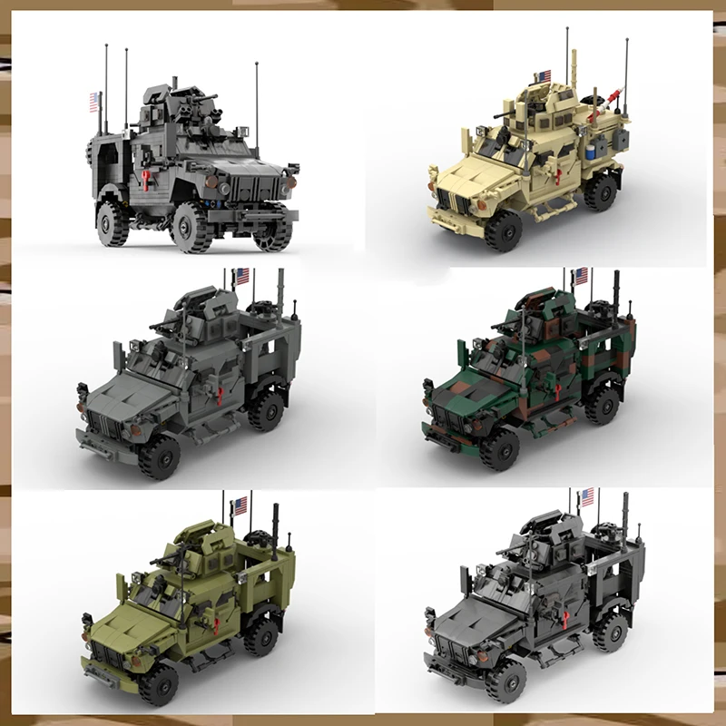 MOC Military US MA-TV Vehicle Building Block Afghanistan War Special Soldier Weapon Off-road Combat Armored Car Bricks Kids Toys