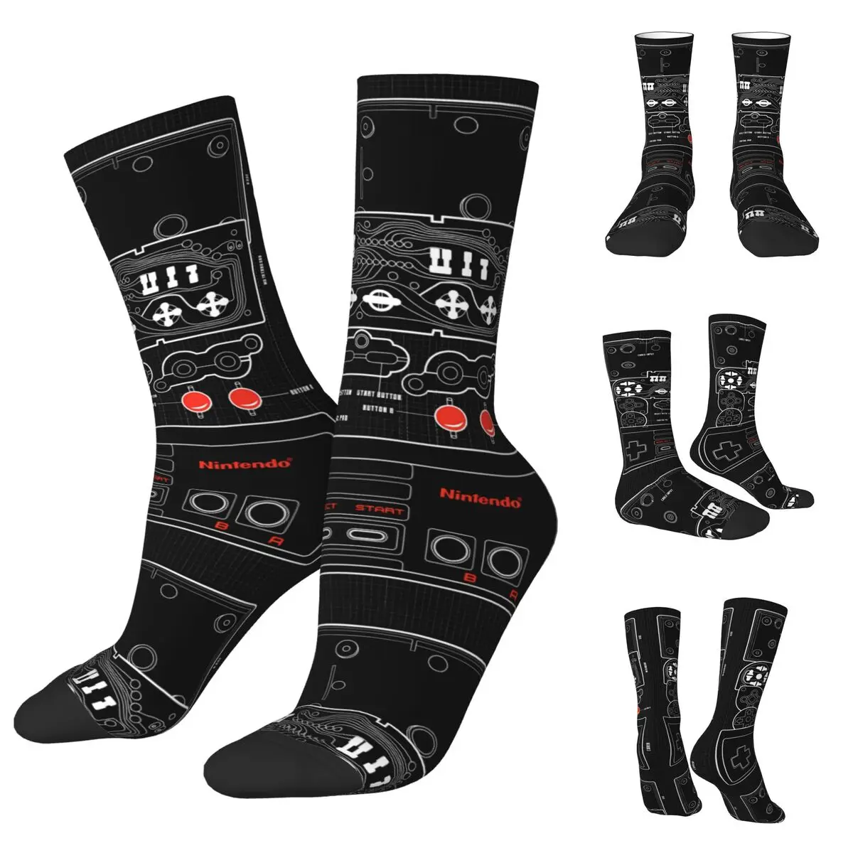 Nintendo NES Controller Parts Schematic Graphic Men and Women printing Socks,Motion Applicable throughout the year Dressing