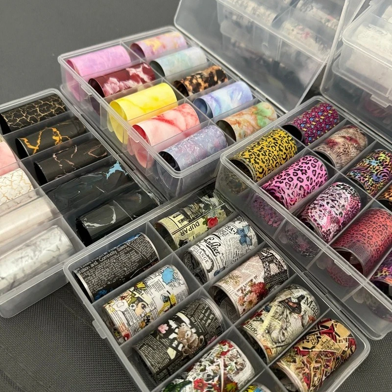 

10Pack/Box 50cm Nails Tape Roll Set Newspaper Animal Marble Pattern Starry Sky Paper Adhesive Nail Art Decorative Accessories