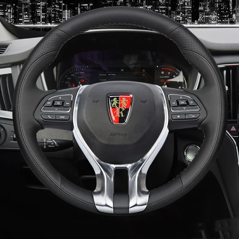 Custom For Roewe RX5 Car Steering Wheel Cover Genuine Leather Hand Stitched I5 IMAX8 Clairway I6 RX8 RX3 RX5MAX Auto Interior