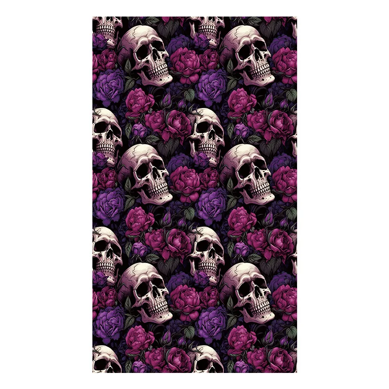 Gothic Skull Purple Rose Peel and Stick Wallpaper Halloween Decor Contact Paper Removable Wall Sticker for Bedroom Bar Cabinet