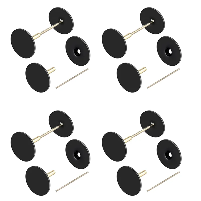 8 عبوات من لوحة غطاء فتحة الباب، لوحة حشو فتحة مقبض الباب، مسامير توصيل معدنية لوحة غطاء ديدبولت (أسود)-AT30 #1