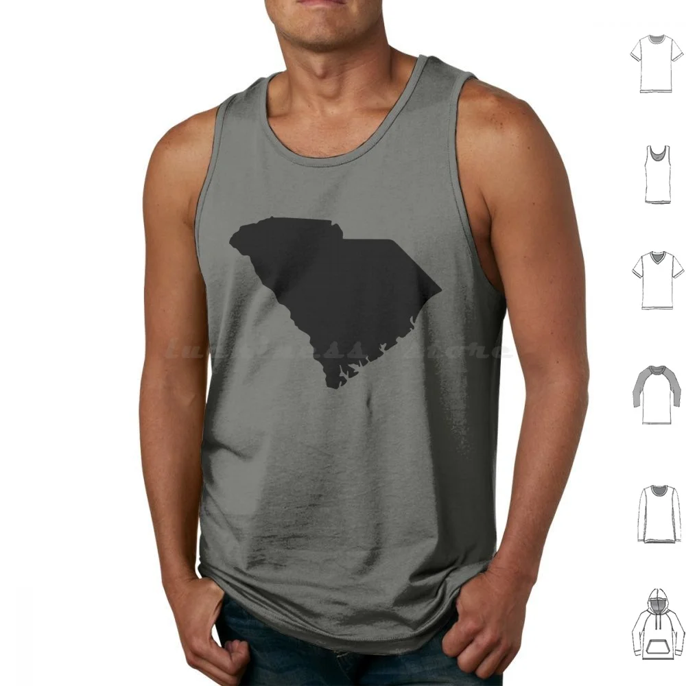 Black Sc South Carolina State Map Tank Tops Vest Sleeveless Sc South Carolina Carolina State Map Stacker