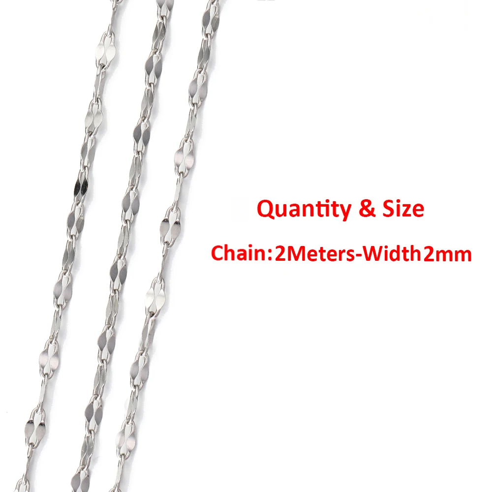 2 Meter 1 Meter Hochwertige Edelstahl-Drehketten für DIY-Halsketten, Armbänder, Kleidung und Schmuckherstellung Zubehör – Detail 21