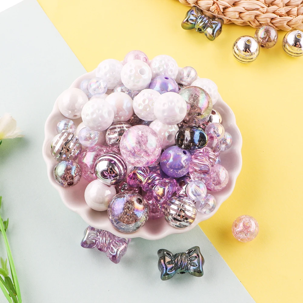 35Pcs/Bag New Acrylic Beads Loose Bead For Jewelry Making DIY Keychain Pen Bracelet Necklace Handmade  Accessories