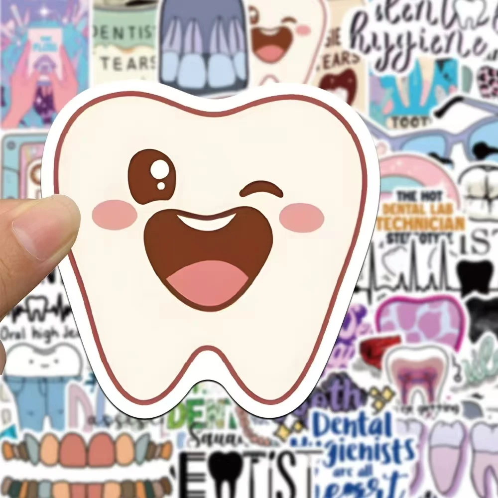 

50pcs Colorful Creative Teeth Care Series Graffiti Stickers Suitable for Helmet Desktop Wall DecorationDIYstickerPack dentalgif