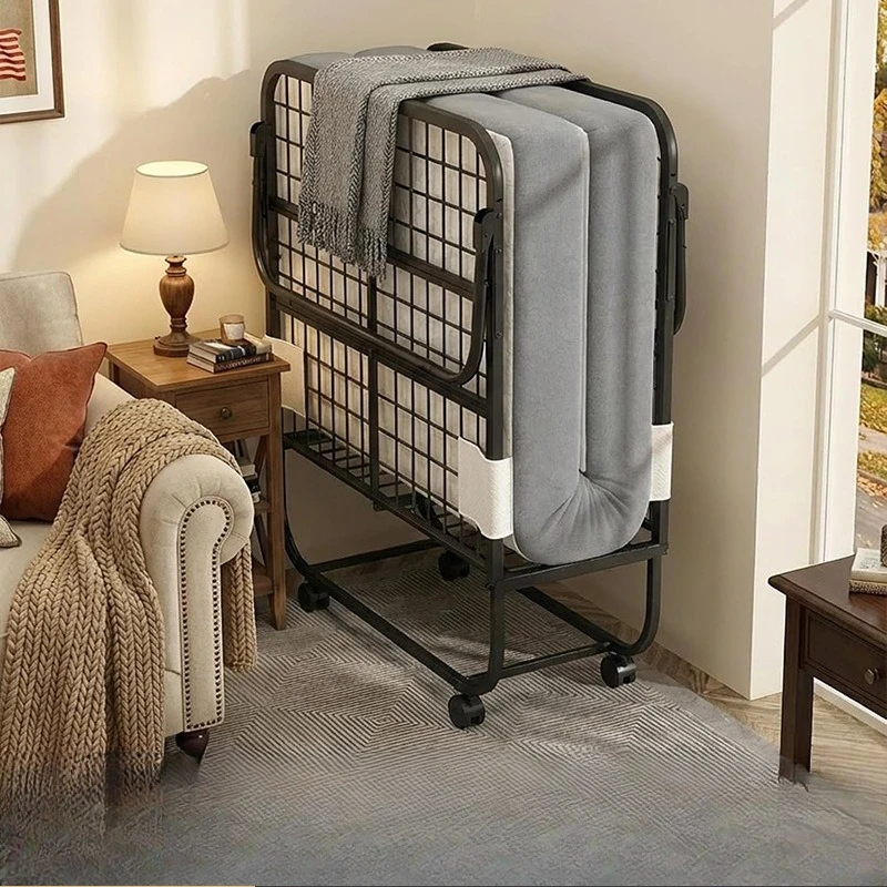 Sun Single Rollaway Bed Thickened Sponge Mattress Apartment Hotel Extra Bed Wheeled Storage Room Spare Bed