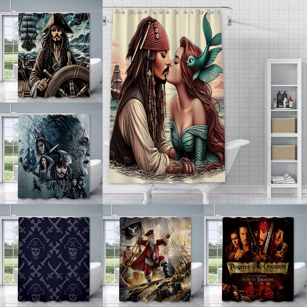 

Pirates of the Caribbean Shower Curtain Waterproof Polyester Fabric Paint Colorful Bath Curtains Home Bathroom Decor Curtain
