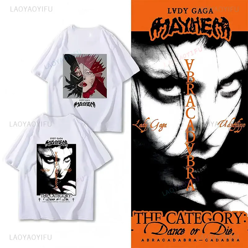 Camisetas de Lady GaGa, camiseta de algodón con estampado de Lady GaGa, cantante famosa de América, Playera, regalos para fanáticos del Rock, ropa Unisex, Top gótico