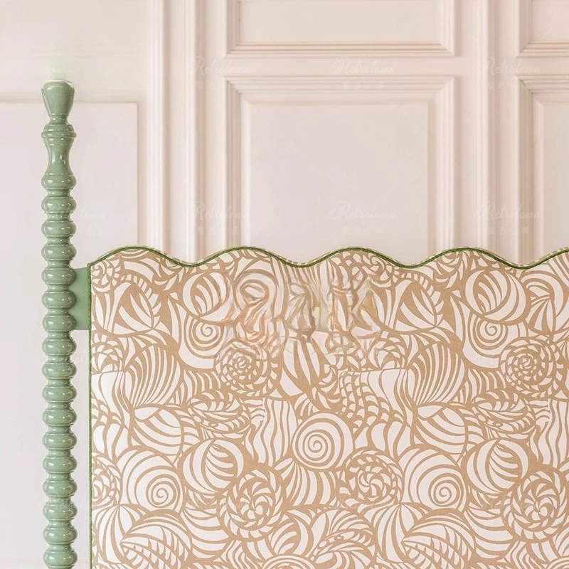 

American neoclassical solid wood bed double master bedroom wedding princess