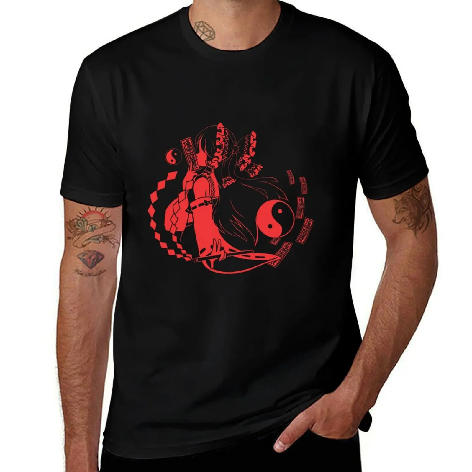 

Touhou Project Character Silhouette - Reimu Hakurei T-Shirt plus sizes boys whites plus size men clothing