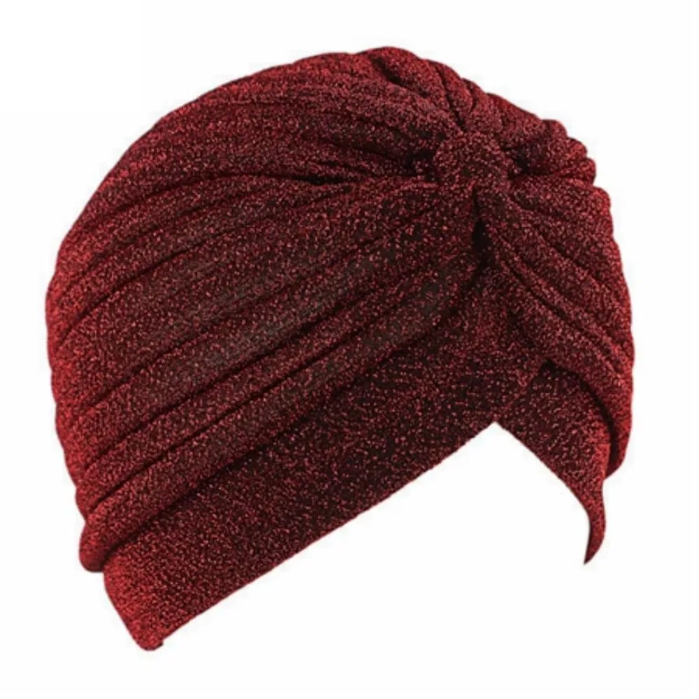 New Shiny Hijab Caps Elastic Soft Polyester Twist Knot Turban Hat Breathable Wrap Style Cancer Chemo Hat Hair Loss