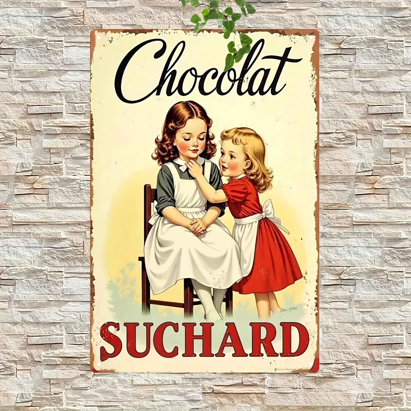 Letrero Metálico Vintage de Chocolate Suchard, Póster Retro de Publicidad Francesa, Decoración de Pared para Cocina, Cafetería y Hogar, Arte Clásico de la Comida
