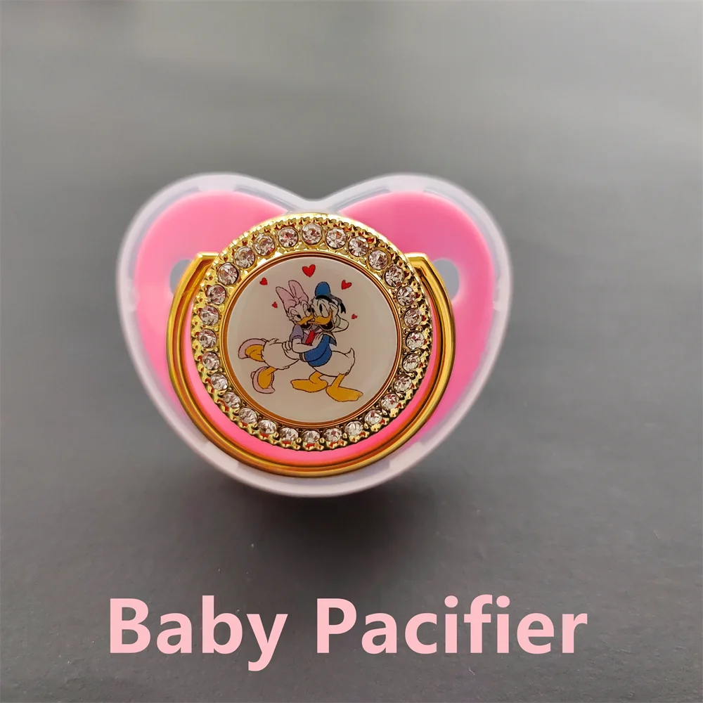 Bling Pink Newborn Diamond Pacifier Soother Baby Boy and Girl Cute Cartoon Image Dummy Supplies Infant Chew  Teether Finger Toys