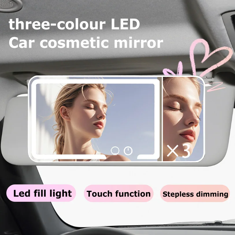 

Car Sun Visor Makeup Mirror LED 3-Color Brightness Dimmable HD Vanity Mirror Touch Screen Interior Car Make Up Mirror